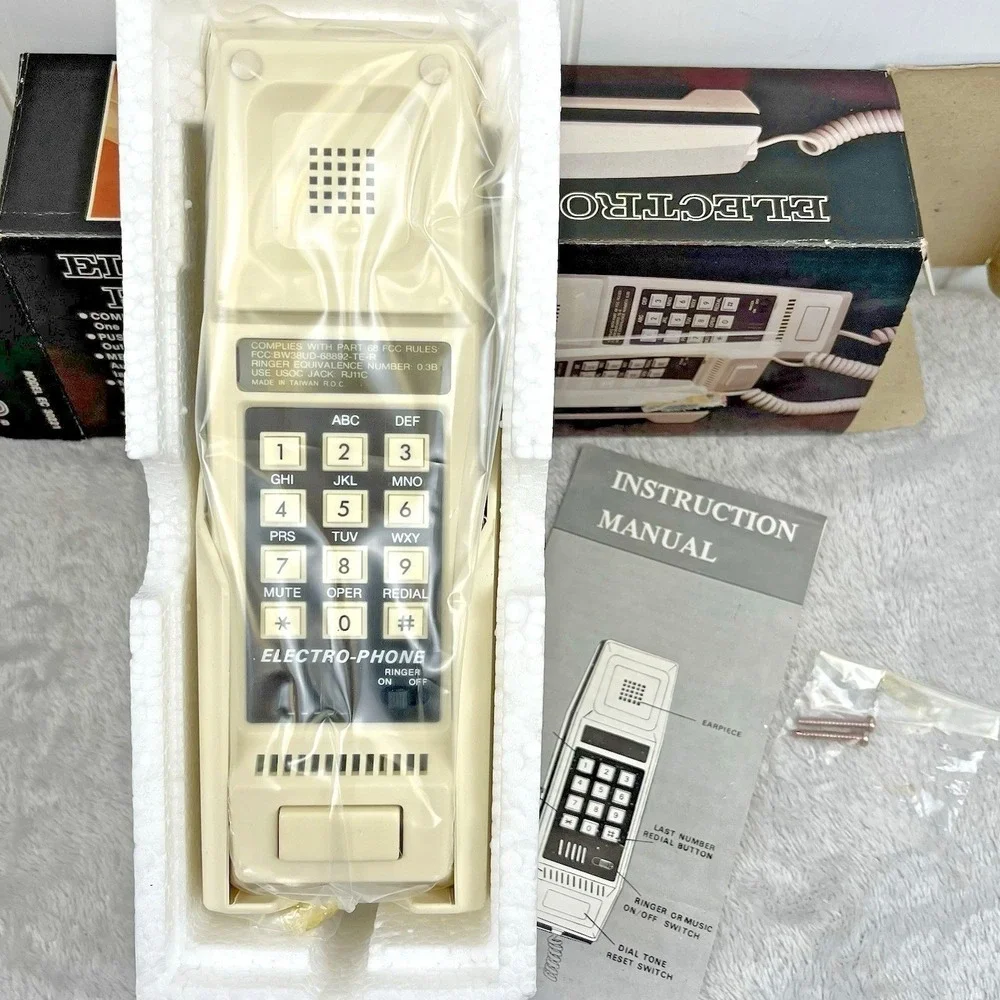 Vintage 80's Electro-Phone Corded Wall Mount Push Button New Deadstock Retro